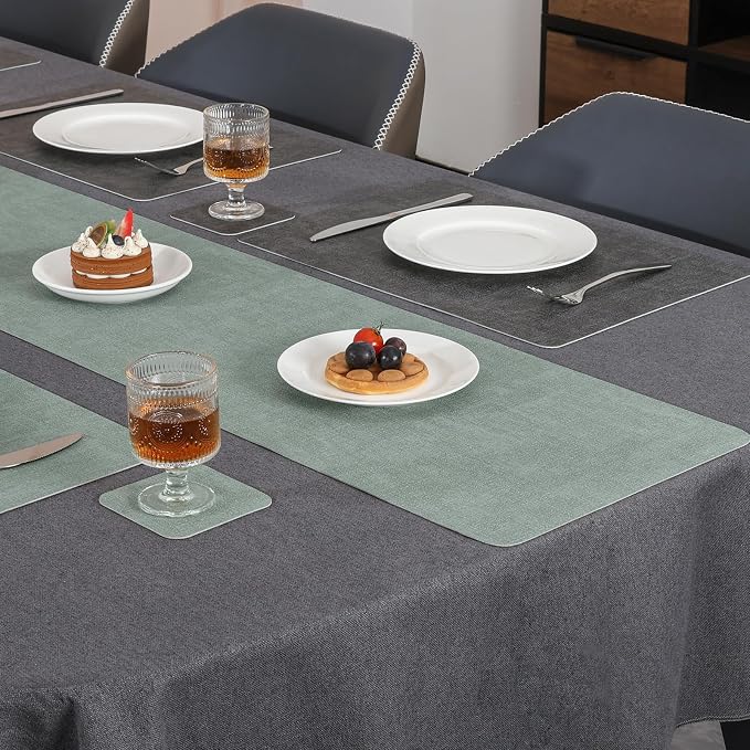 Table Runners 55 Inches Long, Dual-Sided Faux Leather Farmhouse Table Runner - Image 9