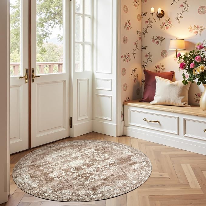 jinchan Round Rug 4ft Area Rug - Image 2