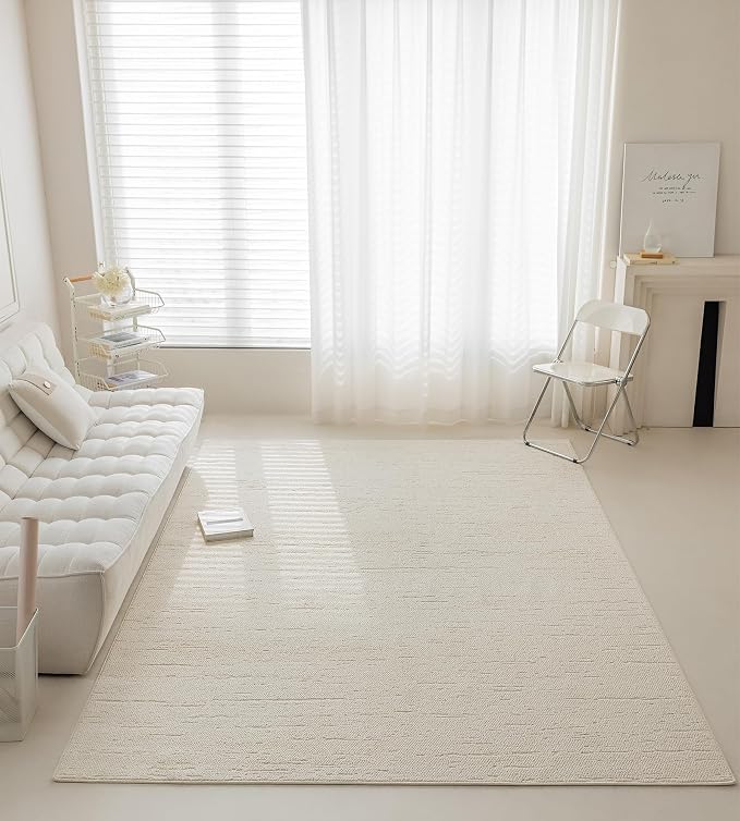jxgzyy Beige Area Rug 5x7, 0.36'' Thick Low Pile Textured Rug, Modern Aesthetic by jxgzyy