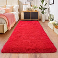 Red Runner Rug for Hallway, Bedroom Bedside Plush Rugs, Non Slip Fluffy Shaggy by Isdook
