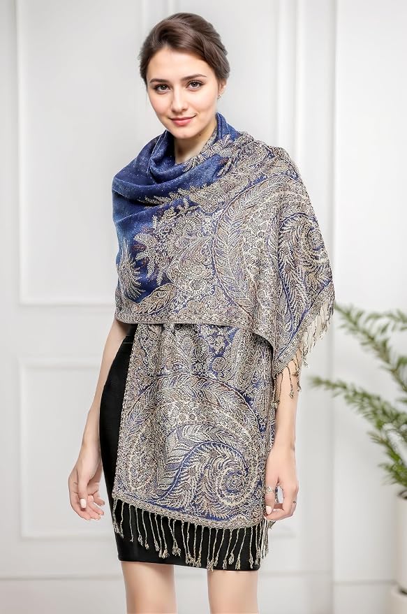 Achillea Big Paisley Pashmina Shawl Wrap - Image 3