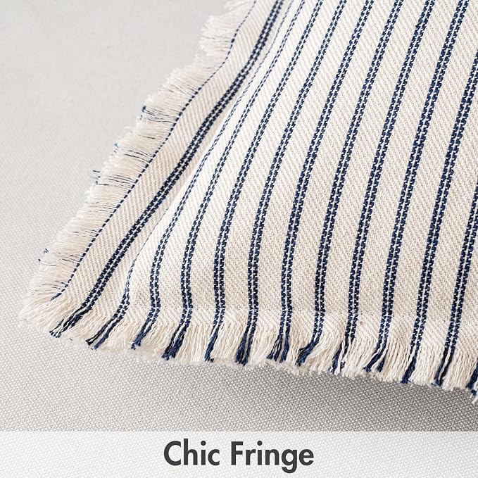 MIULEE Pack of 2 Navy Blue Pillow Covers 24x24 Inch Striped Farmhouse Couch - Image 2