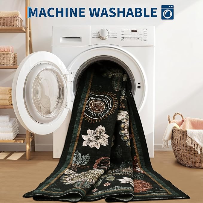 GarveeHome 4x6 Floral Washable Area Rug: Large Living Room Area Rug - Image 6