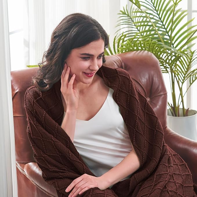 inhand Knitted Throw Blankets for Couch and Bed, Soft Cozy Knit Blanket - Image 2