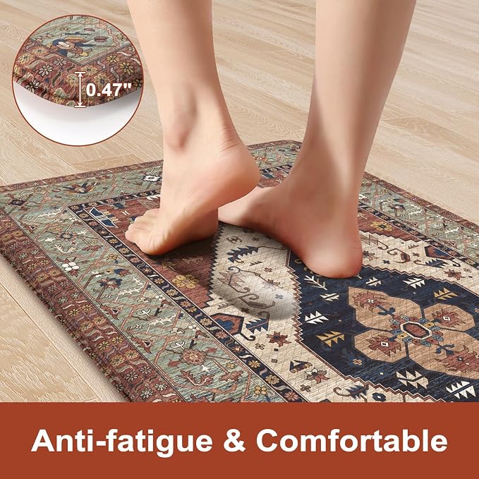 KIMODE Anti Fatigue Mat for Kitchen Floor, Boho Oriental Kitchen Rug, Non Slip - Image 4