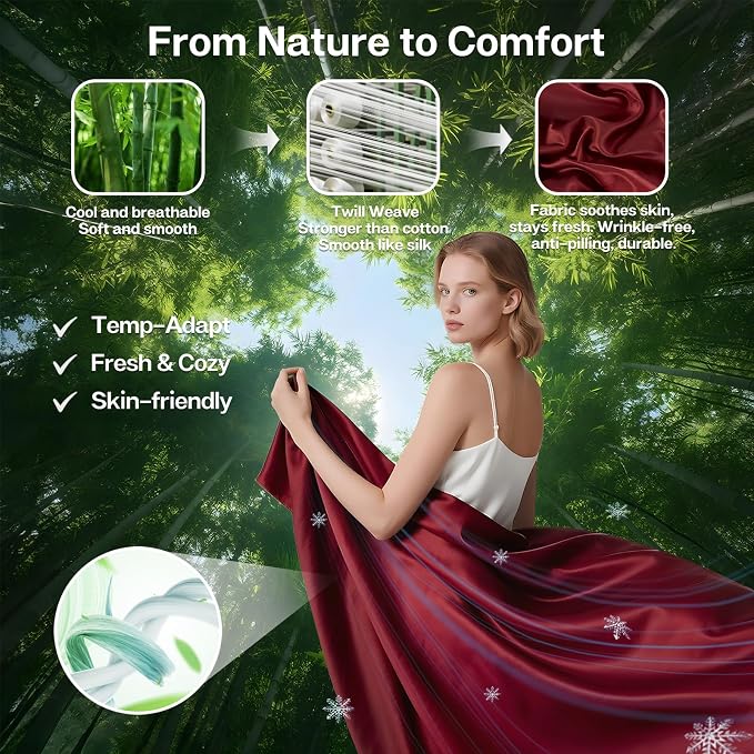 MR&HM Queen Fitted Sheet Only, Ultra-Soft Rayon Derived from Bamboo & Polyester - Image 2