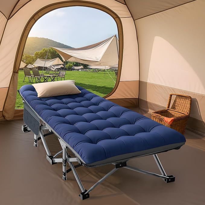 ABORON Camping Cot for Adult 28" Extra Wide, Heavy-Duty 1200D Oxford Cot for - Image 7