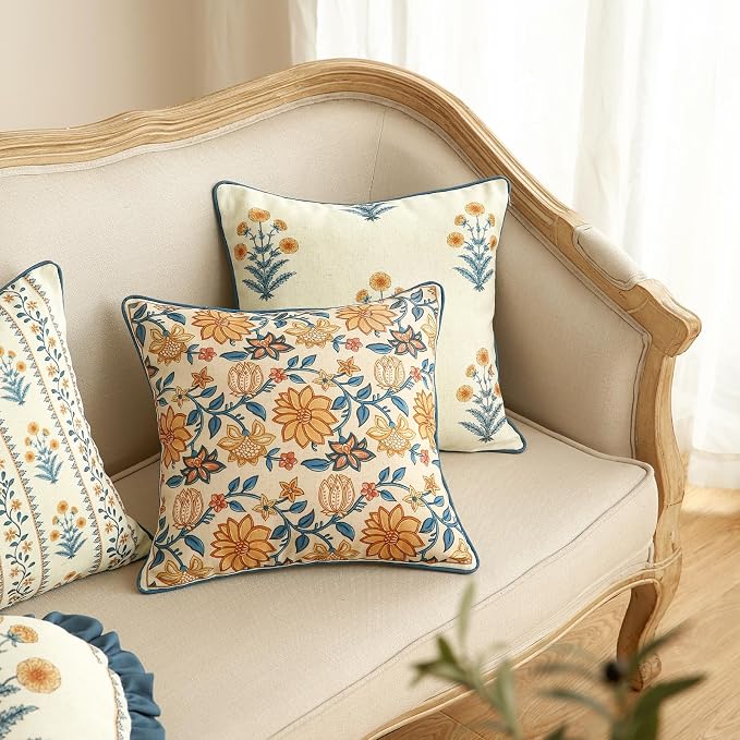 ISAENNE Design Square Simple Elegant Linen Throw Pillow Covers 18"x18" Pack of 2 - Image 5