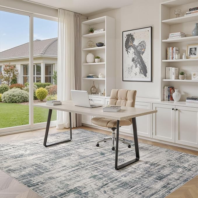 Area Rug for Living Room: 6x9 Washable Neutral Abstract Modern Soft Rugs Non - Image 8