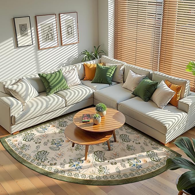 jinchan Elora Floral Corner Rug by JINCHAN