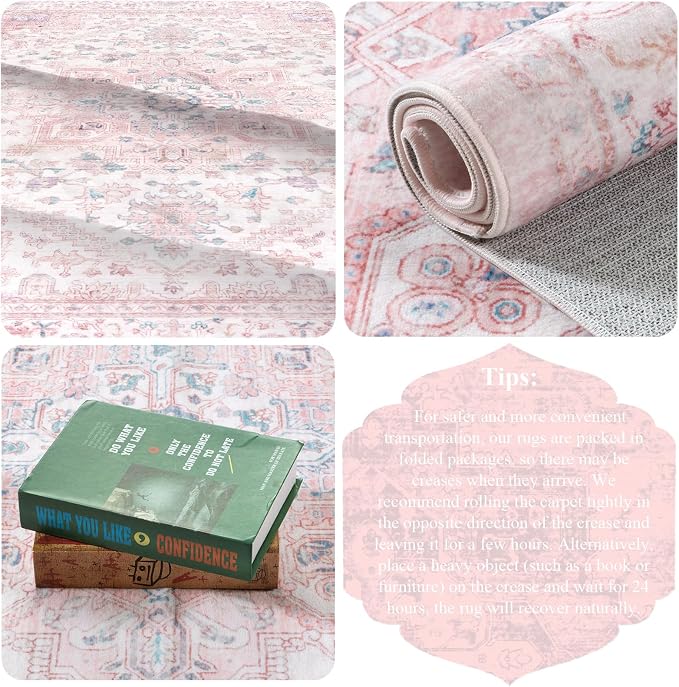 LIVEBOX Pink Washable Area Rug 5x7 - Image 8