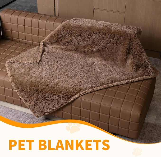 Brown Dog Blanket Waterproof Calming Pet Blankets Fluffy Long Faux Fur Pets - Image 3