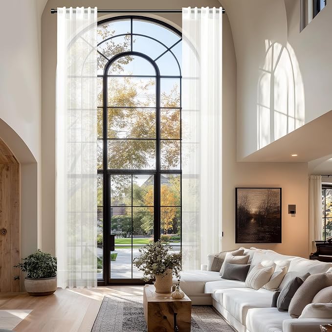 Dreaming Casa White Sheer Curtains 204 Inches Long, Rod Pocket & Back Tab Light by DreamingCasa
