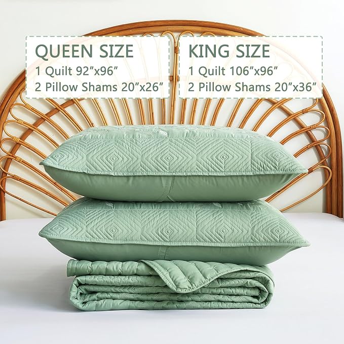 EVENHUG Floral Embroidered Quilt Set King Size 3 Piece Bedding Set Reversible - Image 7