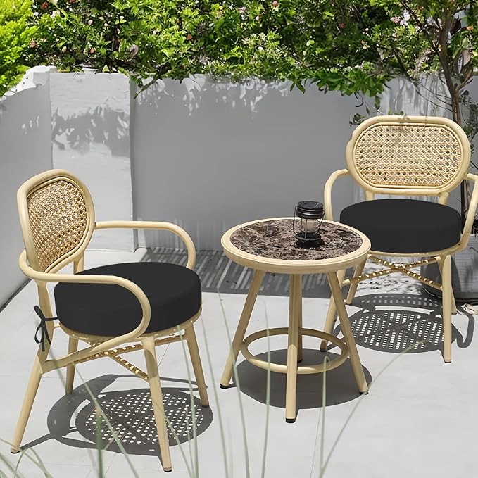 idee-home Outdoor Bistro Chair Cushions, 15”x15”x 3” Thick Outdoor Round Seat - Image 5