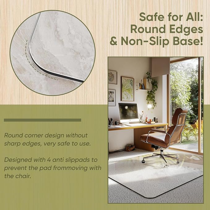 Office Chair Mat for Carpet & Hardwood, Upgraded 36" x 48" Dual Use Tempered - Image 5