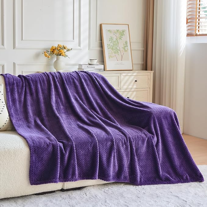 NEWCOSPLAY Super Soft Throw Blanket Dark Purple Premium Silky Flannel Fleece - Image 7