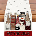 OTOSTAR Gnomes Snowman Elk Merry Christmas Table Runner, Xmas Seasonal Winter by OTOSTAR