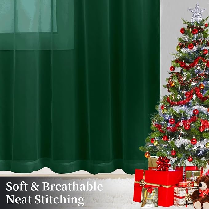 Sheer Curtains 72 Inches Long 2 Panels, Rod Pocket Short Curtain - Image 8