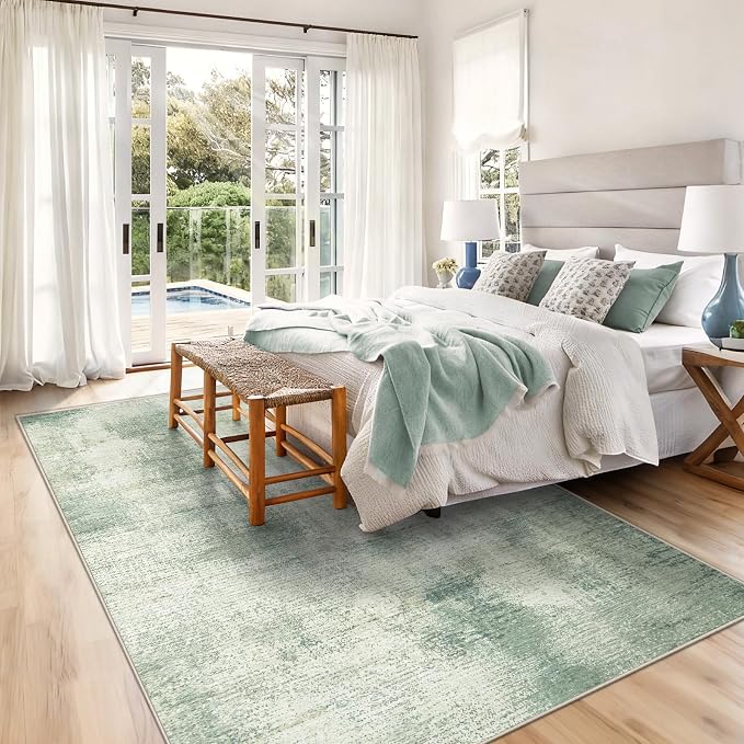 5x7 Area Rugs for Living Room: Washable Rug Modern Abstract Neutral Soft Rugs - Image 2