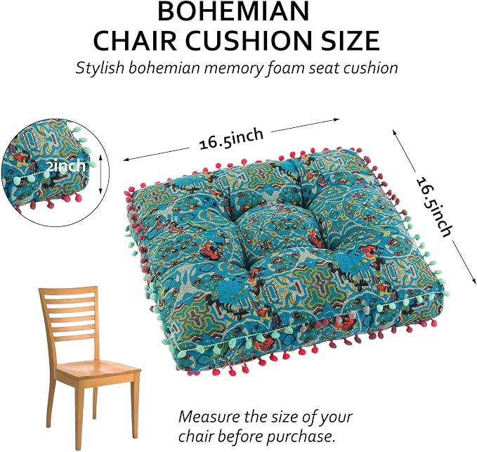 Bohemian Seat Cushion，Indoor & Outdoor 16.5" x 16.5" Seating Cushion - Image 2