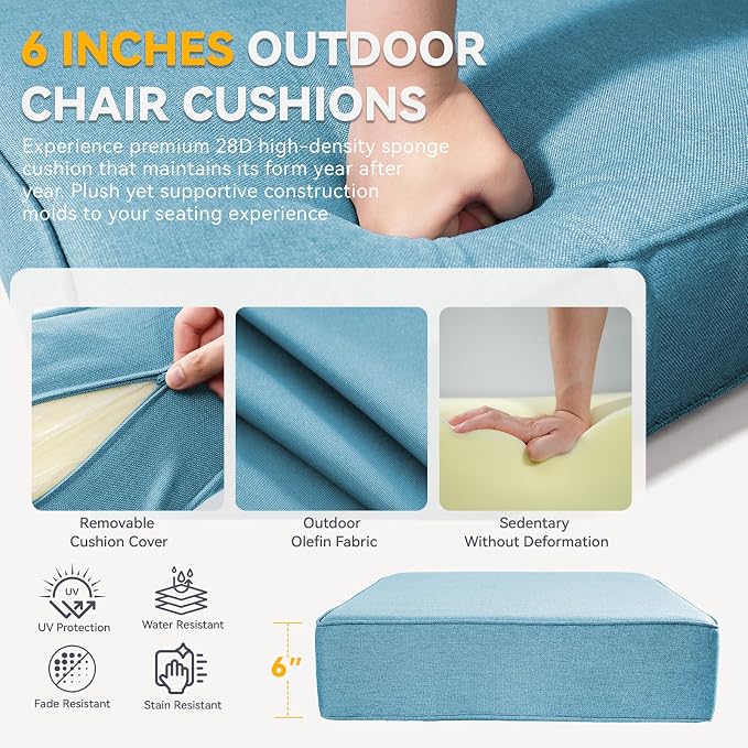 6" Thick Outdoor Chair Cushions - Image 5