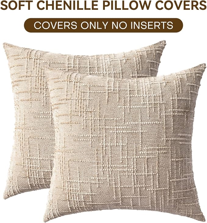 Decorative Throw Pillow Covers 18x18 Inch Set of 2, Soft Solid Farmhouse - Image 4