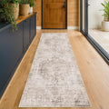 Beige Brown 2'6''x8' Wide Hallway Runner Rug by HazoHaus