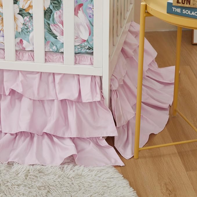 Brandream Crib Bed Skirt Dust Ruffle Triple Layer 100% Egyptian Cotton Sateen - Image 4