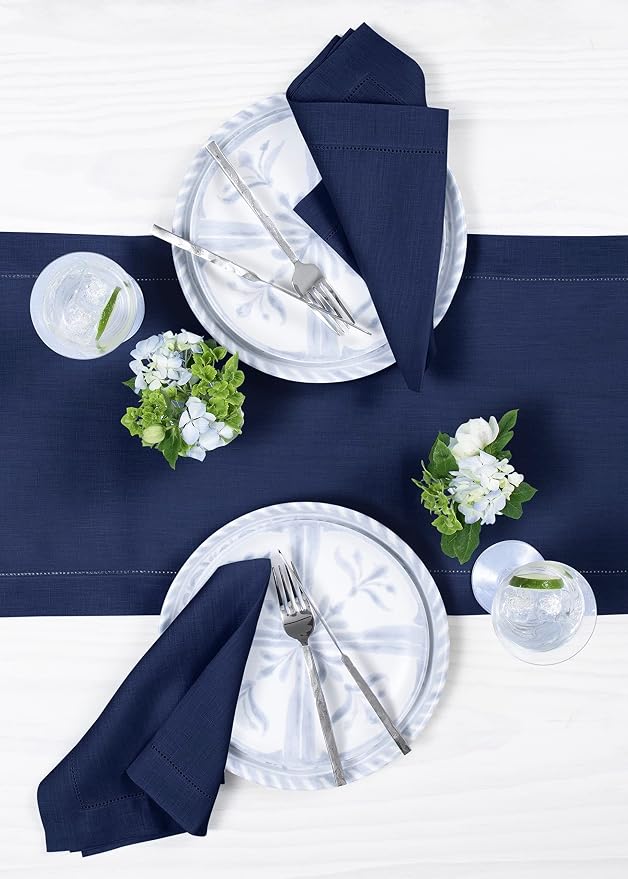 Solino Home Linen Navy Blue Table Runner 90 Inches Long - Image 3
