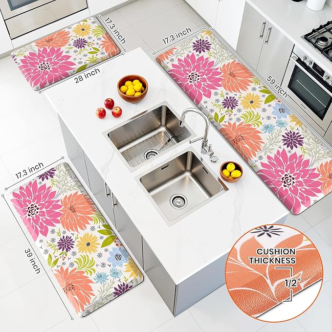 Kitchen Mats for Floor, Cushioned Rug Anti-Fatigue Mats for Kitchen Decor - Image 2