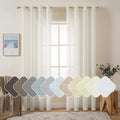 MIULEE 2 Panels Natural Linen Look Textured Sheer Curtains Elegant Solid Ivory by MIULEE
