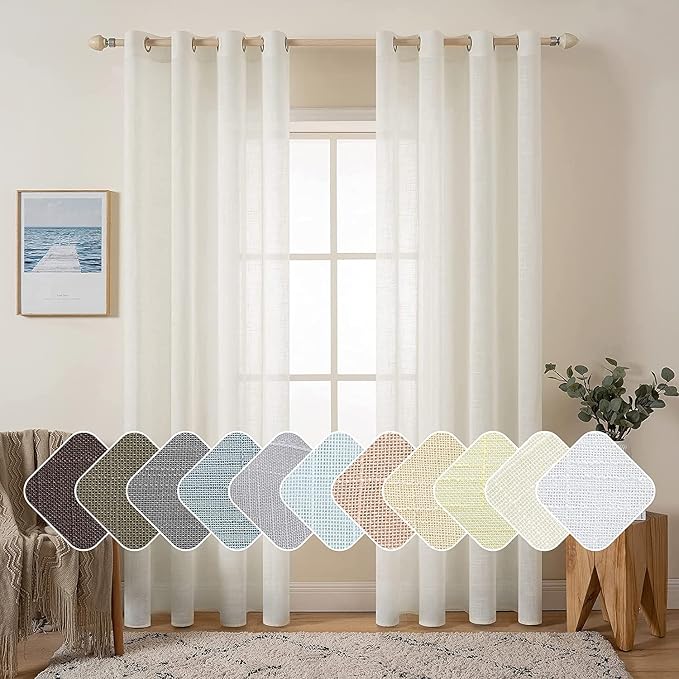 MIULEE Natural Linen Semi Sheer Window Curtains by MIULEE