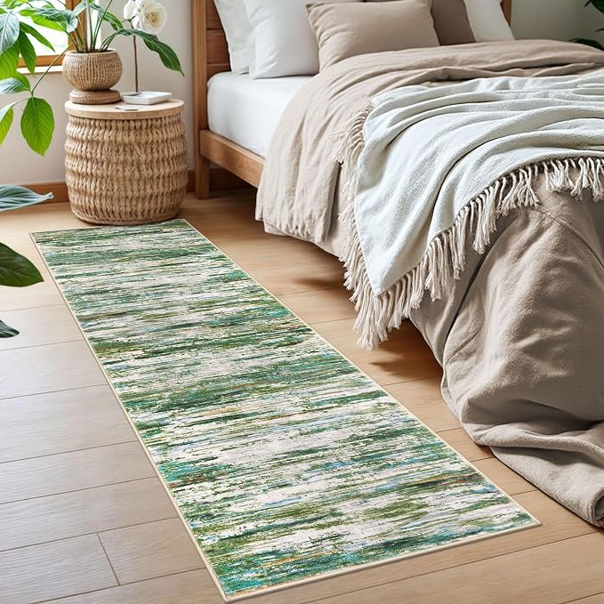 2x6 Modern Abstract Runner Rug for Hallway, Non-Shedding Washable Rug for - Image 3