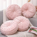 4 Pcs Round Throw Pillows 15 Inch Decorative Velvet Pleated Pumpkin Floor Boho by Beeveer