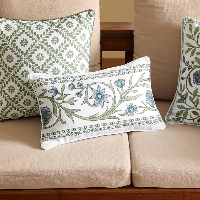 ISAENNE Design Fresh Linen Lumbar Throw Pillow Covers 12"x20" Pack of 2 - Image 2