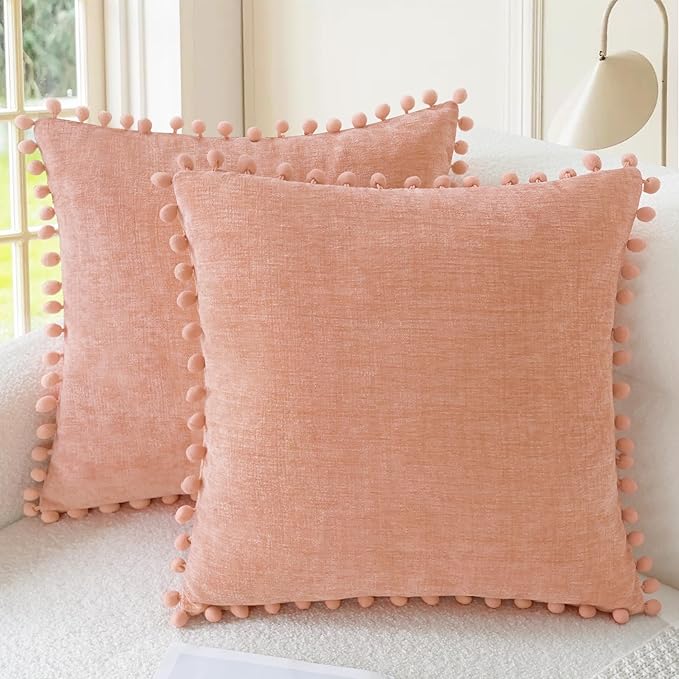 CaliTime Throw Pillow Covers Decorative 16 X 16 Inches Pack of 2 Cozy Solid by CaliTime