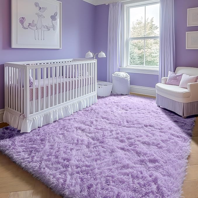 ONASAR Purple Rugs for Living Room Bedroom, 5x8 Washable Fluffy Bedside Area Rug - Image 7