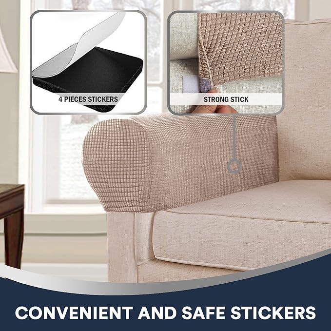 Stretch Sofa Arm Covers Spandex Jacquard Anti-Slip Couch Arm Covers - Image 5