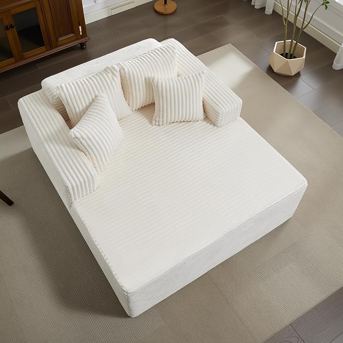 61" Oversized Chaise Lounge Chair Indoor, Boneless Couch Cloud Fluffy Chaise - Image 7