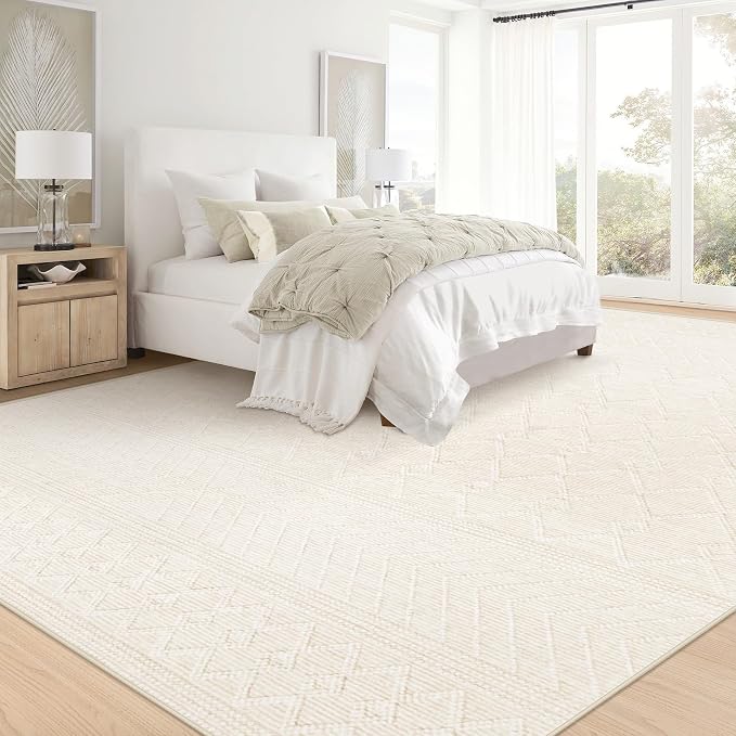 8x10 Area Rug Living Room: Washable Boho Geometric Moroccan Rug Neutral Modern - Image 6