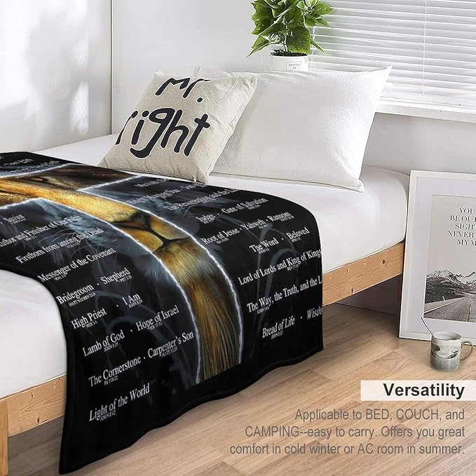 Christian Lion Scripture Jesus Throw Blanket - Image 5