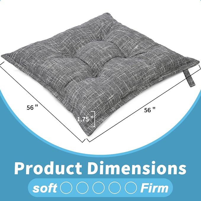 SINSOSSO Large Floor Pillow 22", Thickened Bite-Size Memory Foam Square - Image 2