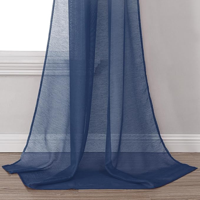 DONREN Semi Sheer Panel Curtains Scarf-Home Decor Window Sheer Valance Voile - Image 4