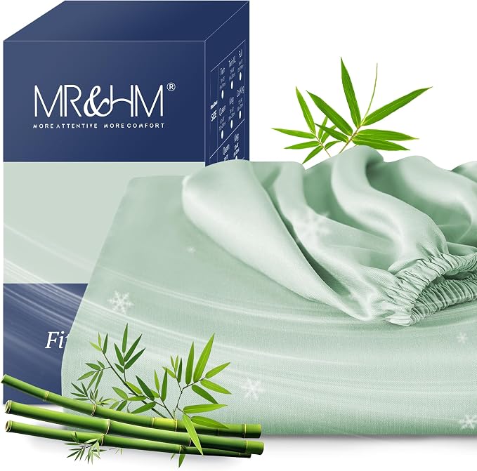 MR&HM Twin XL Fitted Sheet Only, Ultra-Soft Rayon Derived from Bamboo & by MRHM