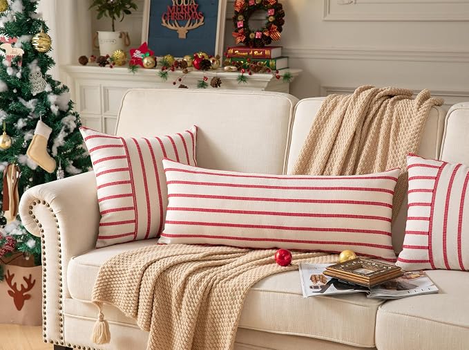 Caflife Christmas Lumbar Pillow Covers 14x36, Farmhouse Boho Decorative Sofa - Image 3