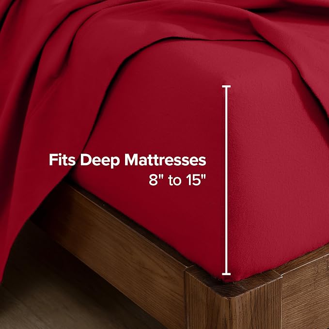Bare Home Flannel Fitted Bottom Sheet 100% Cotton, Velvety Soft Heavyweight - Image 3