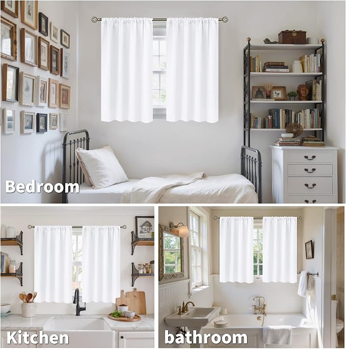 BGment Short White Kitchen Curtains 30 Inch Length - Image 2