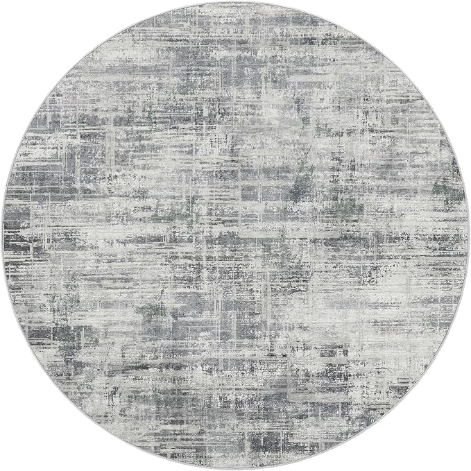 6ft Round Area Rug for Living Room: 6x6 Washable Neutral Abstract Modern Soft - Image 9