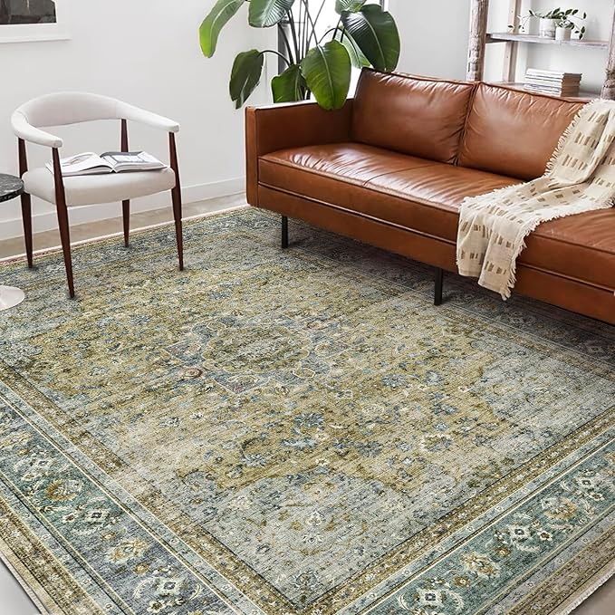 Area Rug 6'x9' Washable Vintage Traditional Floor Cover Thin Retro Kitchen - Image 2